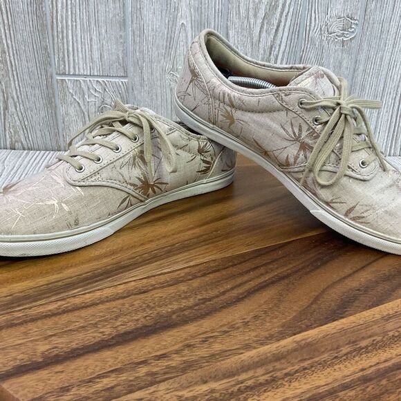 Vans Off the Wall Women’s 11 Tan Gold Palm Tree Sneakers Shoes - Picture 8 of 12